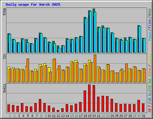Daily usage for March 2025