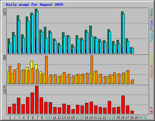 Daily usage for August 2025